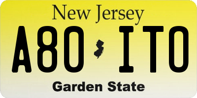 NJ license plate A80ITO