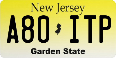 NJ license plate A80ITP