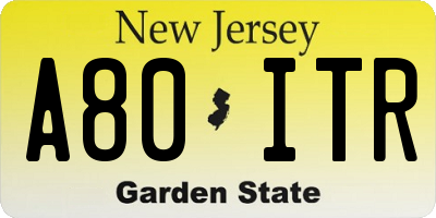 NJ license plate A80ITR