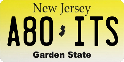 NJ license plate A80ITS