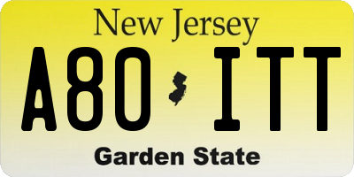 NJ license plate A80ITT