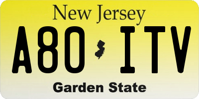 NJ license plate A80ITV