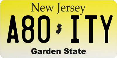 NJ license plate A80ITY