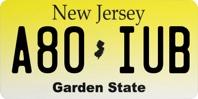 NJ license plate A80IUB