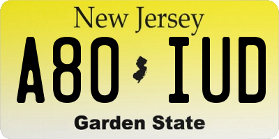 NJ license plate A80IUD