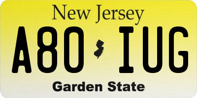 NJ license plate A80IUG