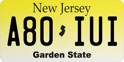 NJ license plate A80IUI