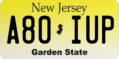 NJ license plate A80IUP