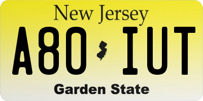NJ license plate A80IUT