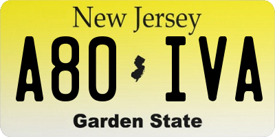 NJ license plate A80IVA