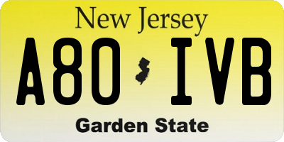 NJ license plate A80IVB