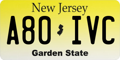 NJ license plate A80IVC