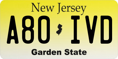 NJ license plate A80IVD