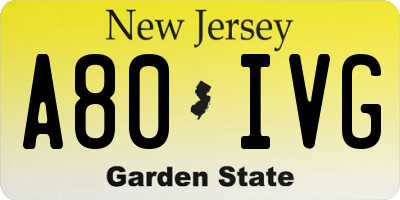 NJ license plate A80IVG