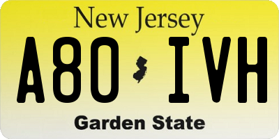 NJ license plate A80IVH
