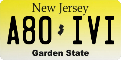 NJ license plate A80IVI