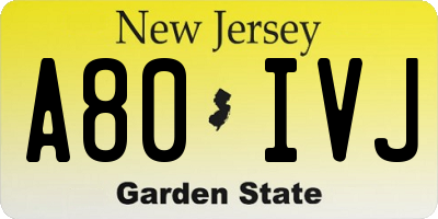 NJ license plate A80IVJ