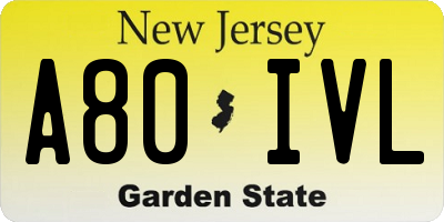 NJ license plate A80IVL