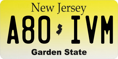 NJ license plate A80IVM