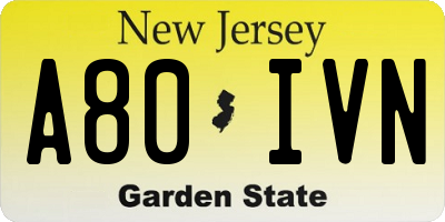 NJ license plate A80IVN