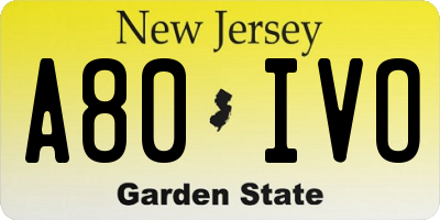 NJ license plate A80IVO