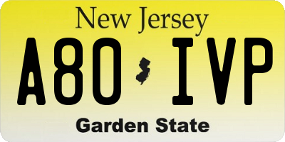 NJ license plate A80IVP