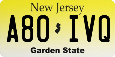 NJ license plate A80IVQ