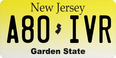 NJ license plate A80IVR