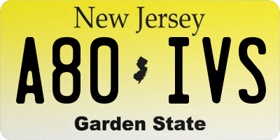 NJ license plate A80IVS