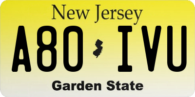 NJ license plate A80IVU