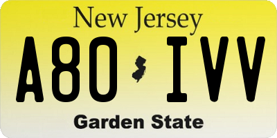 NJ license plate A80IVV