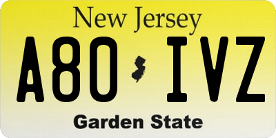 NJ license plate A80IVZ