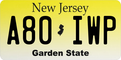NJ license plate A80IWP