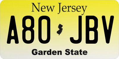 NJ license plate A80JBV