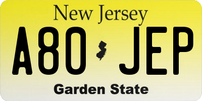 NJ license plate A80JEP