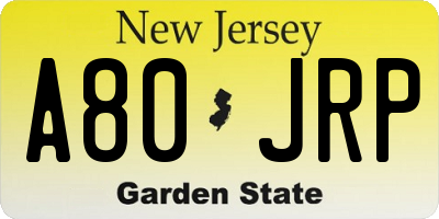 NJ license plate A80JRP