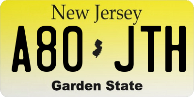 NJ license plate A80JTH