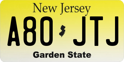 NJ license plate A80JTJ