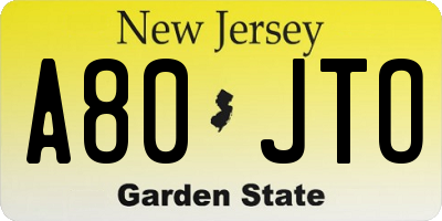 NJ license plate A80JTO