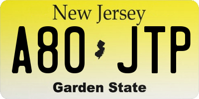NJ license plate A80JTP