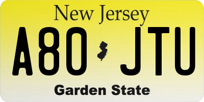 NJ license plate A80JTU