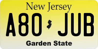 NJ license plate A80JUB