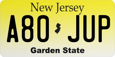 NJ license plate A80JUP