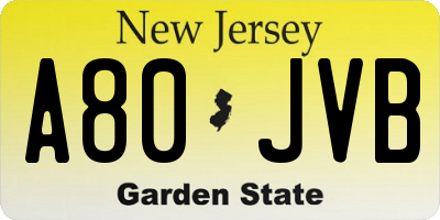 NJ license plate A80JVB