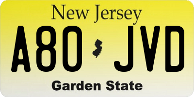 NJ license plate A80JVD