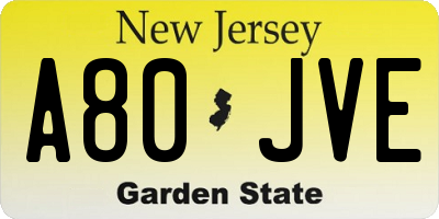 NJ license plate A80JVE