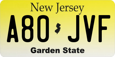 NJ license plate A80JVF