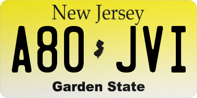 NJ license plate A80JVI