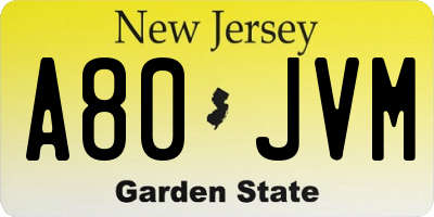 NJ license plate A80JVM