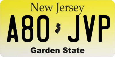 NJ license plate A80JVP